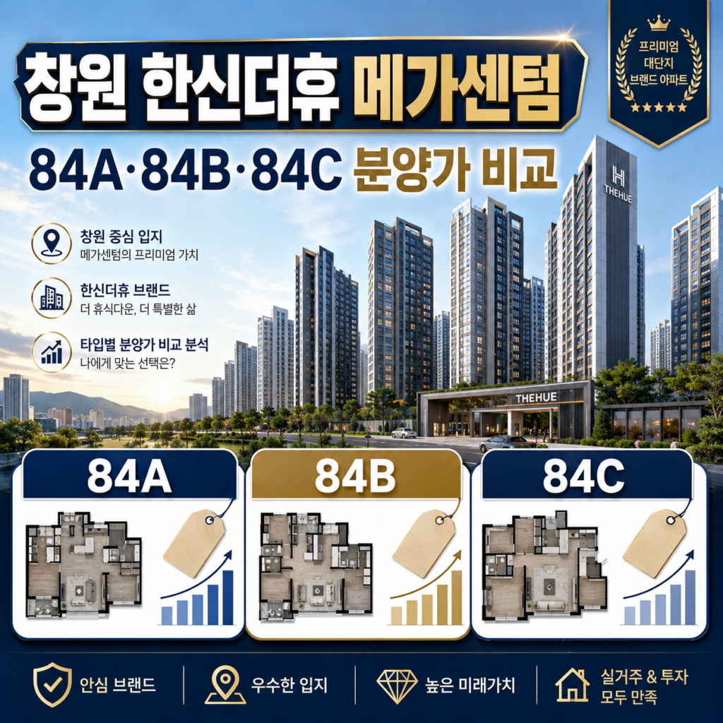 창원 한신더휴 메가센텀 84A·84B·84C 분양가 비교