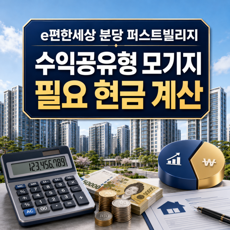e편한세상 분당 퍼스트빌리지 수익공유형 모기지 조건 필요 현금 계산