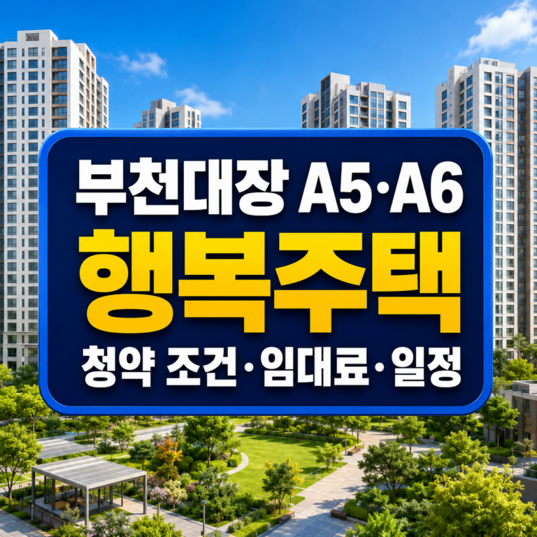 부천대장 A5 A6 행복주택 청약 조건 임대료 일정