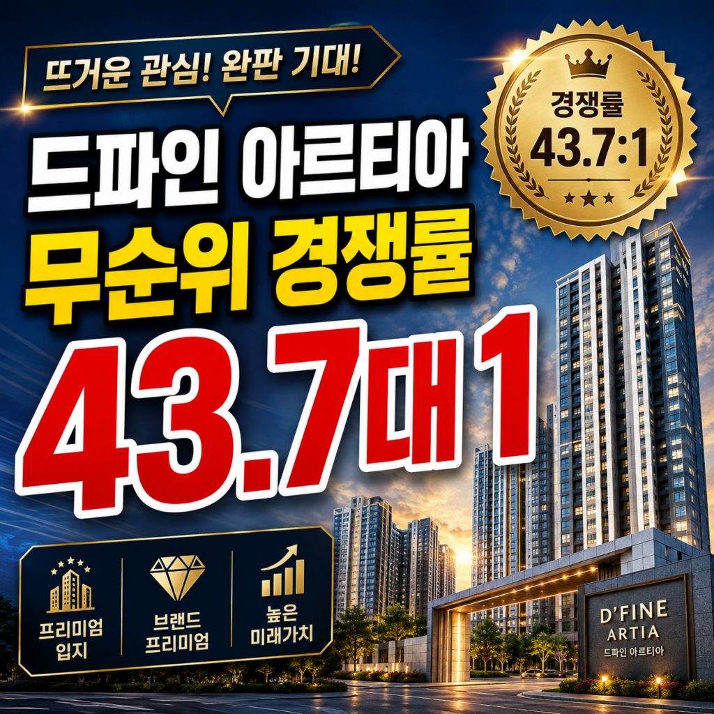 드파인 아르티아 무순위 경쟁률 43.7대 1