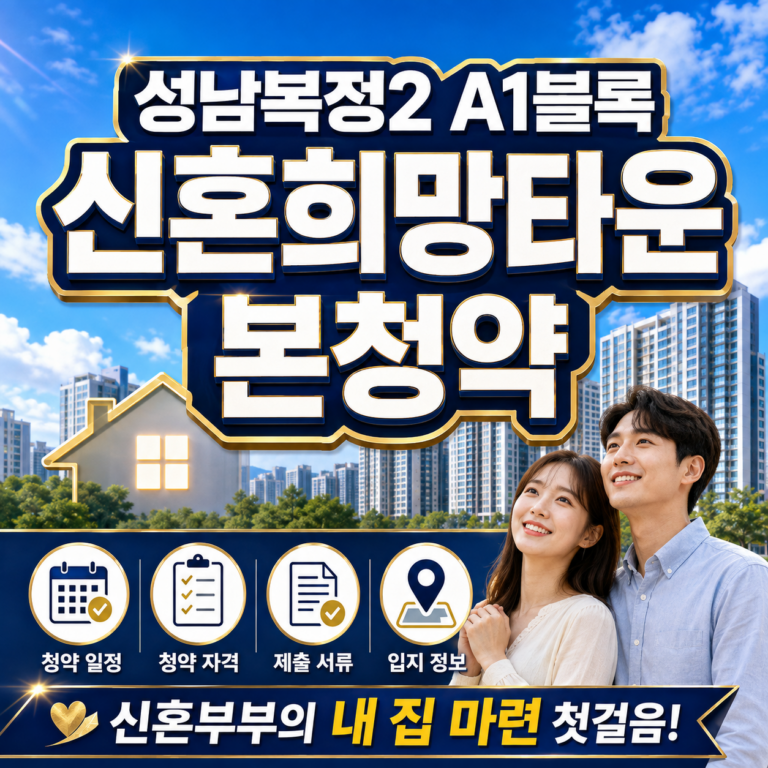 성남복정2 A1블록 신혼희망타운 본청약 분양가 자격 일정 총정리