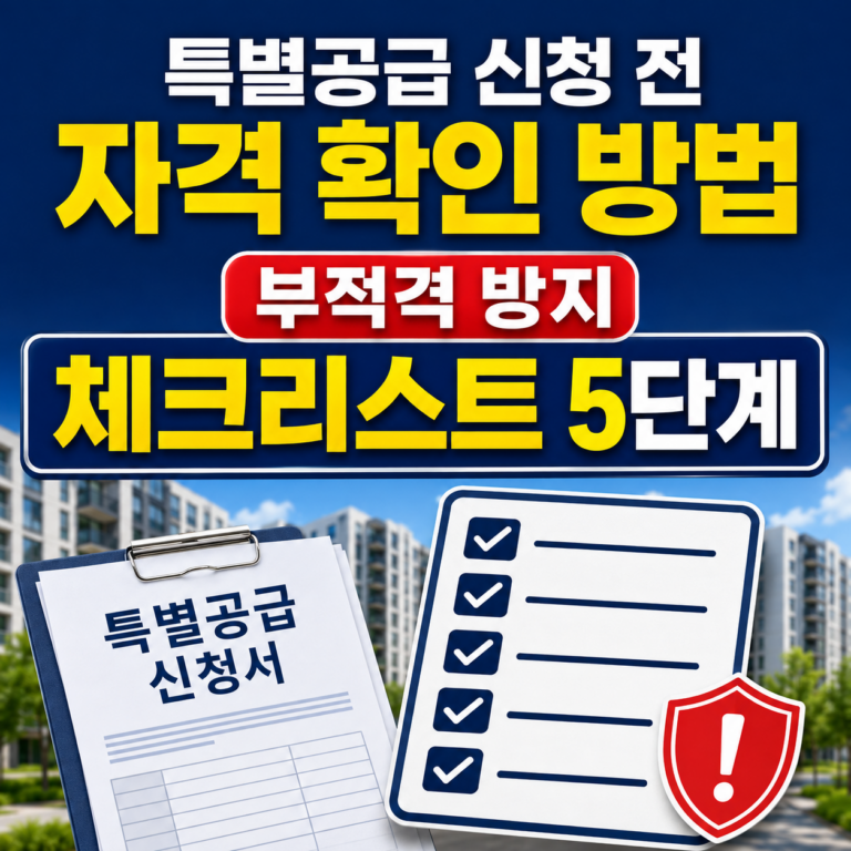 2026 특별공급 부적격 방지｜신혼부부·생애최초·신생아 신청 전 7단계