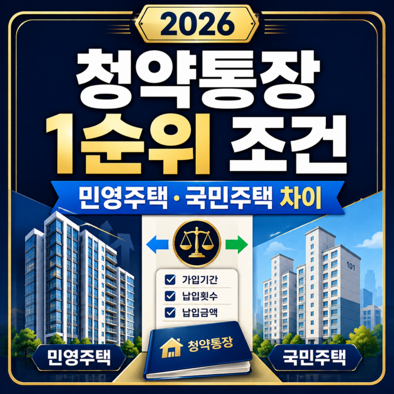 2026 청약통장 1순위 조건｜민영주택·국민주택 차이
