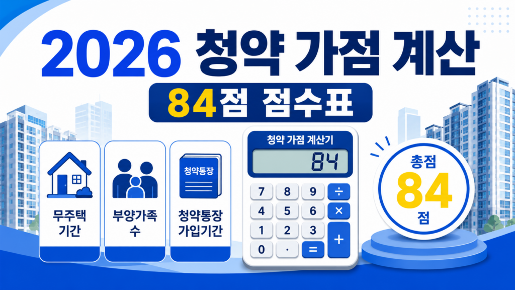 2026 청약 가점 84점 계산법과 무주택기간·부양가족·청약통장 점수표
