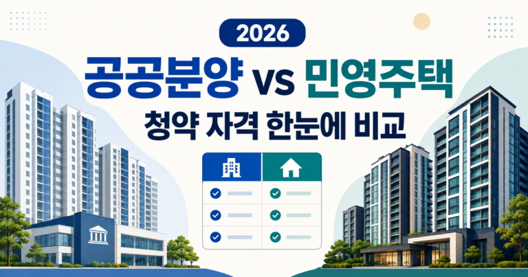 2026 공공분양과 민영주택 차이｜청약통장·소득자산·선정방식 비교