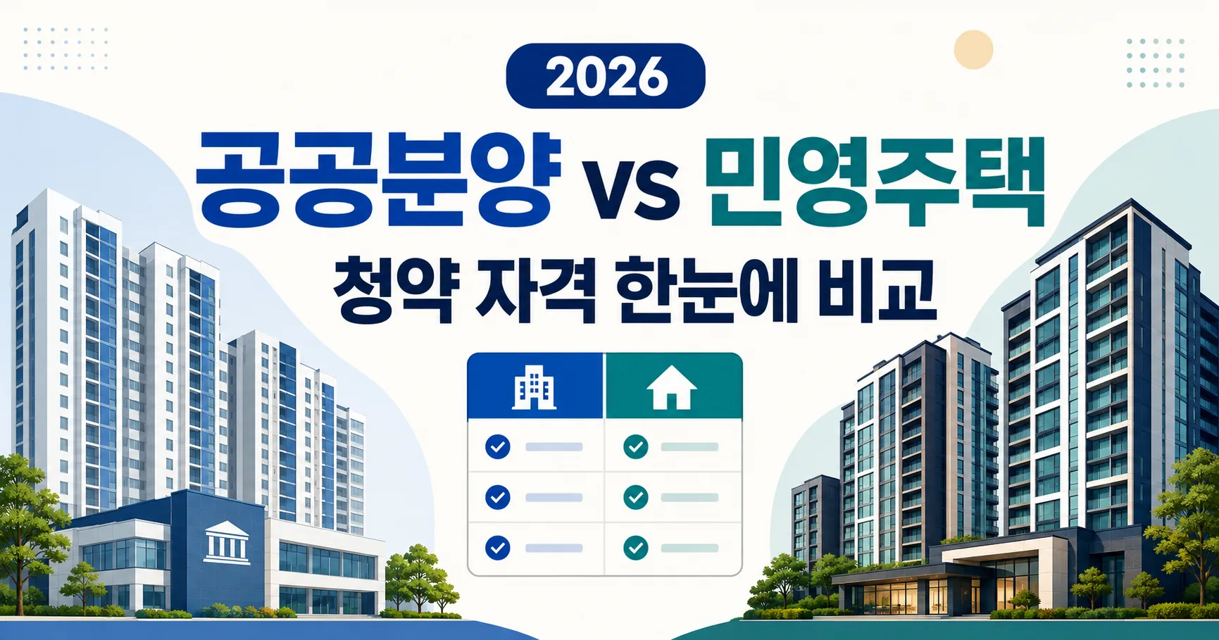 2026 공공분양과 민영주택 청약 자격 비교