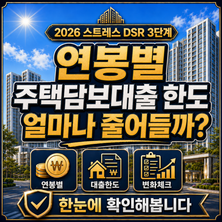 2026 스트레스 DSR 3단계 연봉별 주택담보대출 한도 얼마나 줄어들까?