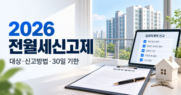 2026 전월세신고제 신고방법 대상 30일 기한 과태료 확정일자