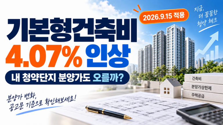 2026 분양가상한제 기본형건축비 4.07% 인상 내 청약단지 분양가도 오를까?