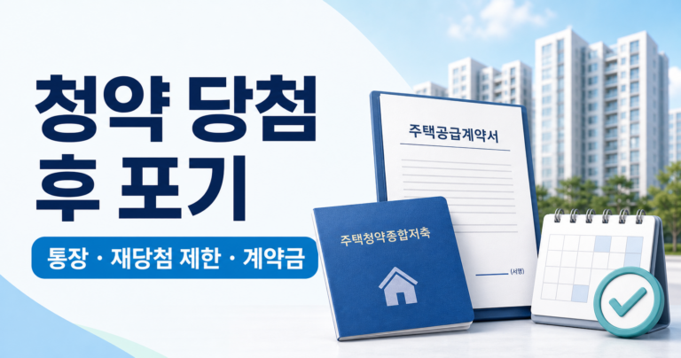 청약 당첨 후 계약 포기하면 어떻게 될까?｜통장 재사용·재당첨 제한·계약금