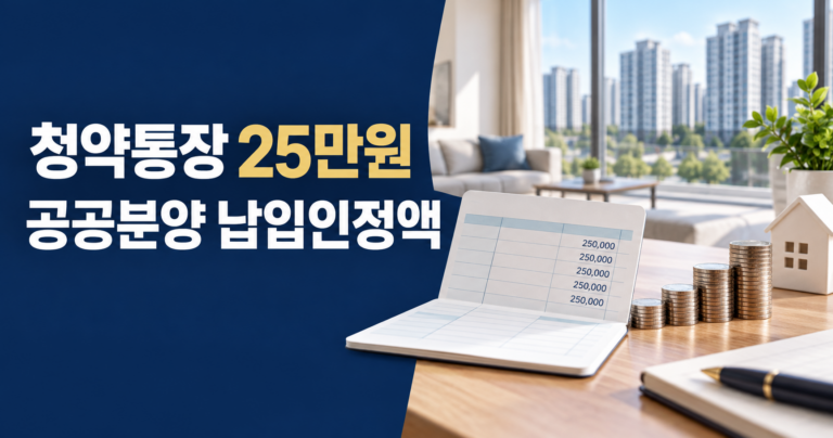 청약통장 월 25만원 납입인정액 계산 공공분양 당첨선 확인법