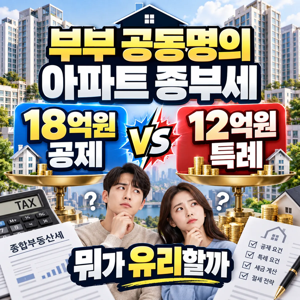 부부 공동명의 아파트 종부세, 18억원 공제와 12억원 특례 중 뭐가 유리할까
