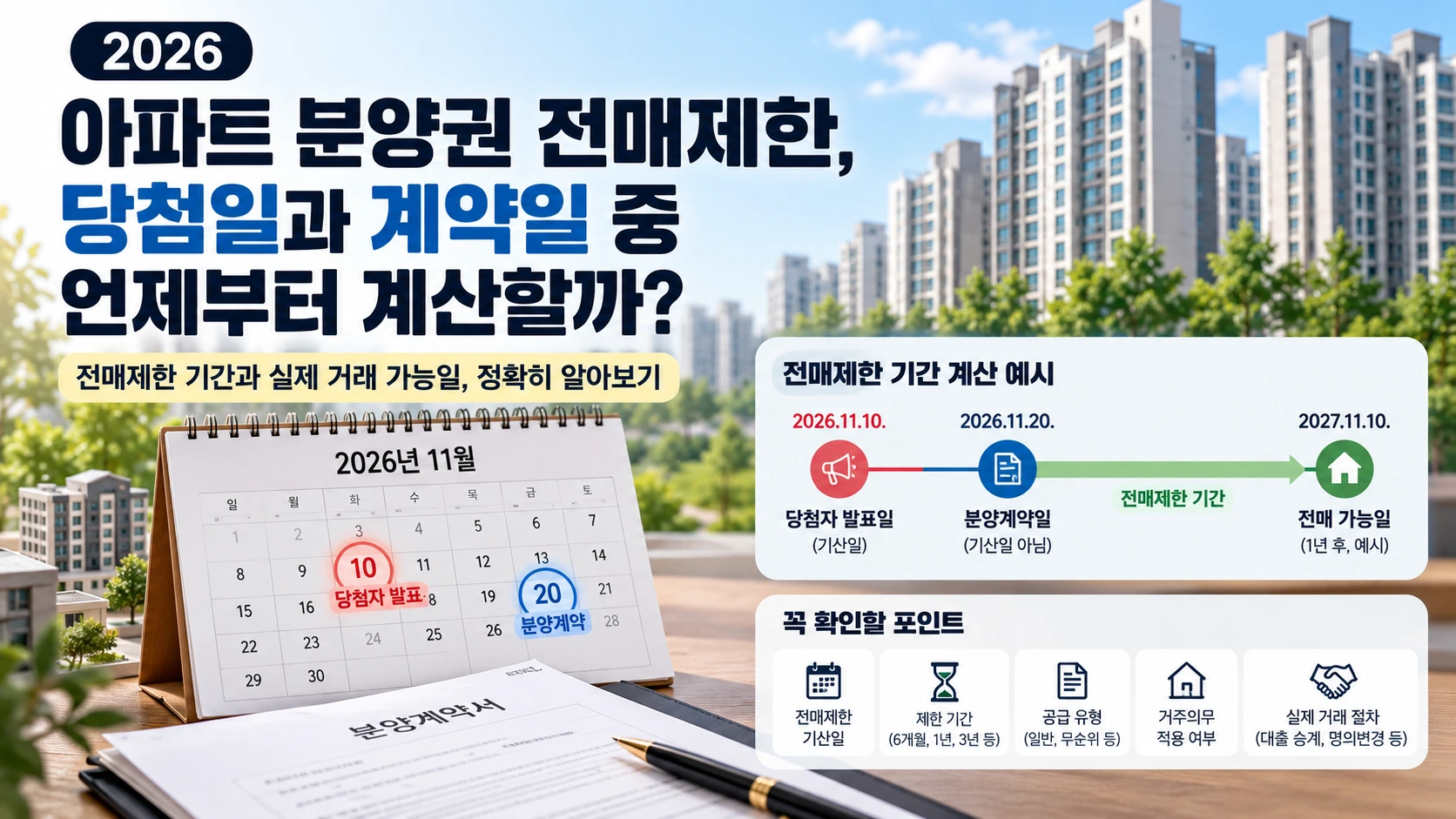 아파트 분양권 전매제한 기간과 당첨자 발표일 기준 날짜 계산