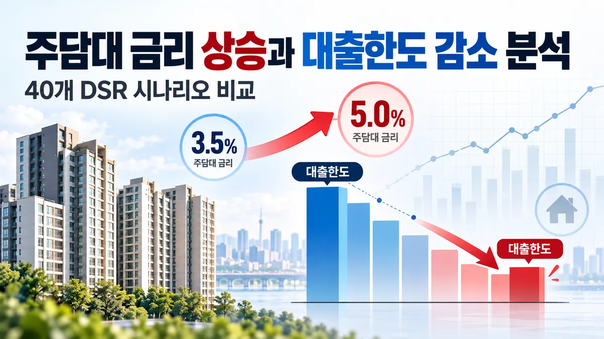 주담대 금리 3.5%에서 5% 상승 시 연봉별 대출한도 변화 분석
